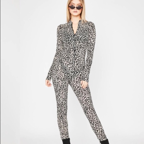 AH-mazing Sexy Snow Leopard Sheer Catsuit - Picture 3 of 3